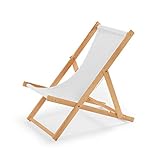 IMPWOOD Liegestuhl weiß, Strandstuhl aus Holz,bis 100 kg, klappbar,Liege aus Buchenholz,Holzklappstuhl,Strandliege,Klappliege für Strand,Holz-Liegestuhl