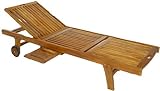 Divero Sonnenliege Gartenliege Relaxliege Liege Holzliege Akazien-Holz mit Tablett für Garten Terrasse Balkon Sauna witterungsbeständig behandelt massiv