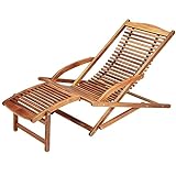 Casaria® Sonnenliege Klappbar Wetterfest Holz Fußstütze Kissen 160kg Belastbarkeit Garten Balkon Liege Liegestuhl Schaukelliege 160 x 70 cm Akazie
